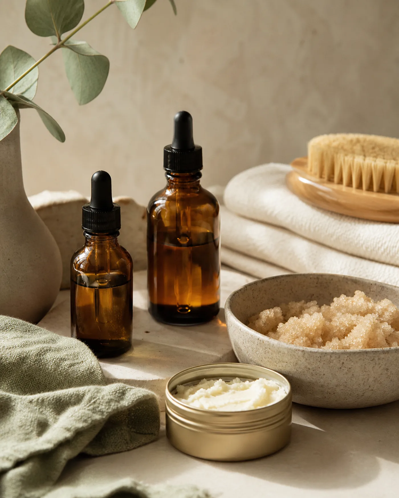Body oils after a gentle body scrub