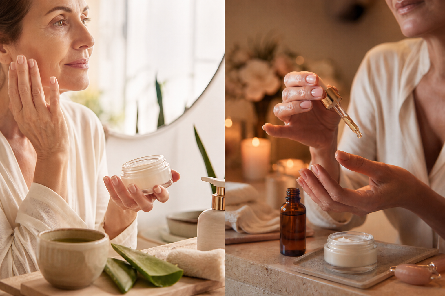 Morning vs Night Skincare Routine After 40