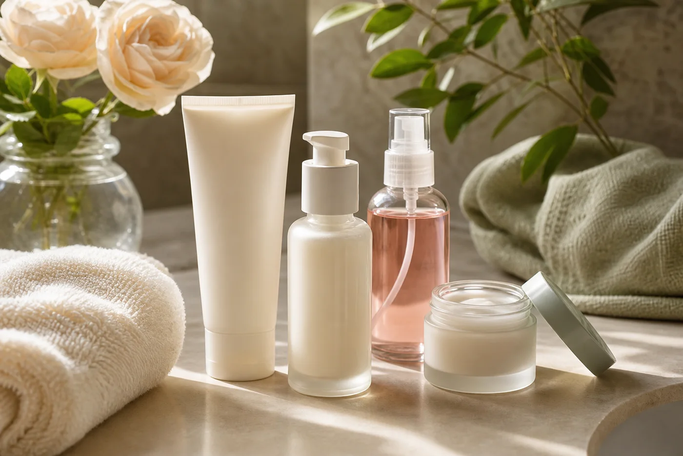 Unbranded skincare products for a gentle summer skin reset
