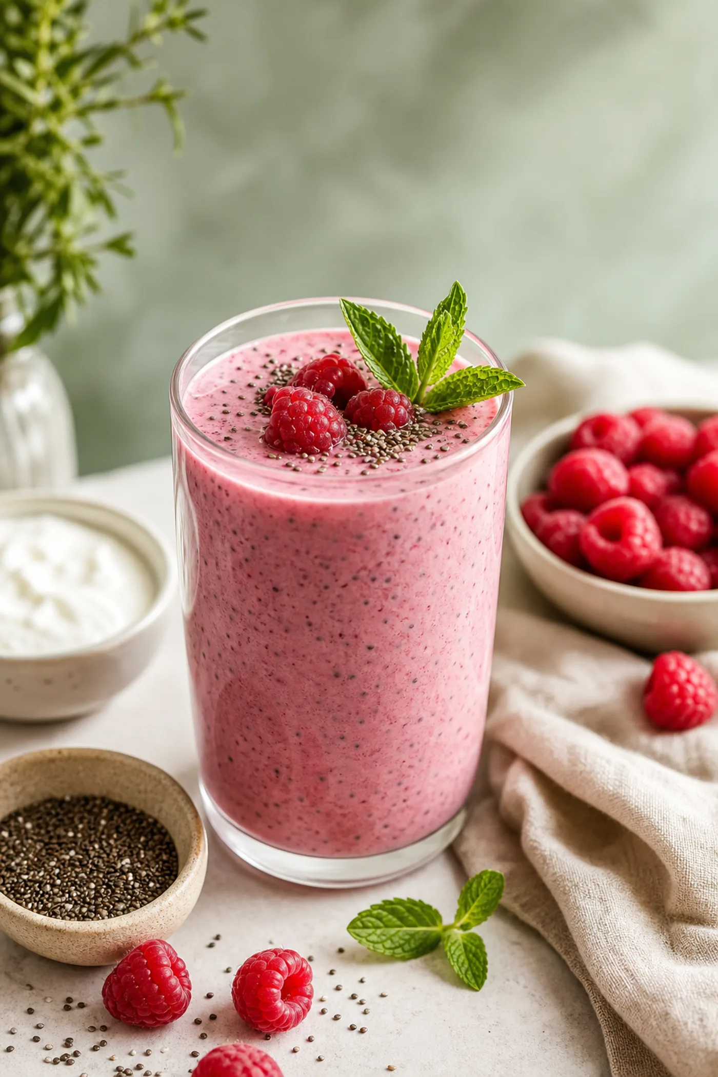 Raspberry Kefir Chia Beauty Smoothie