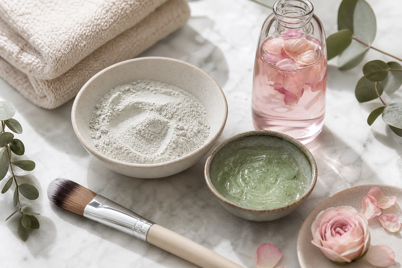 Kaolin clay, aloe gel and rose water for a gentle pore comfort mask