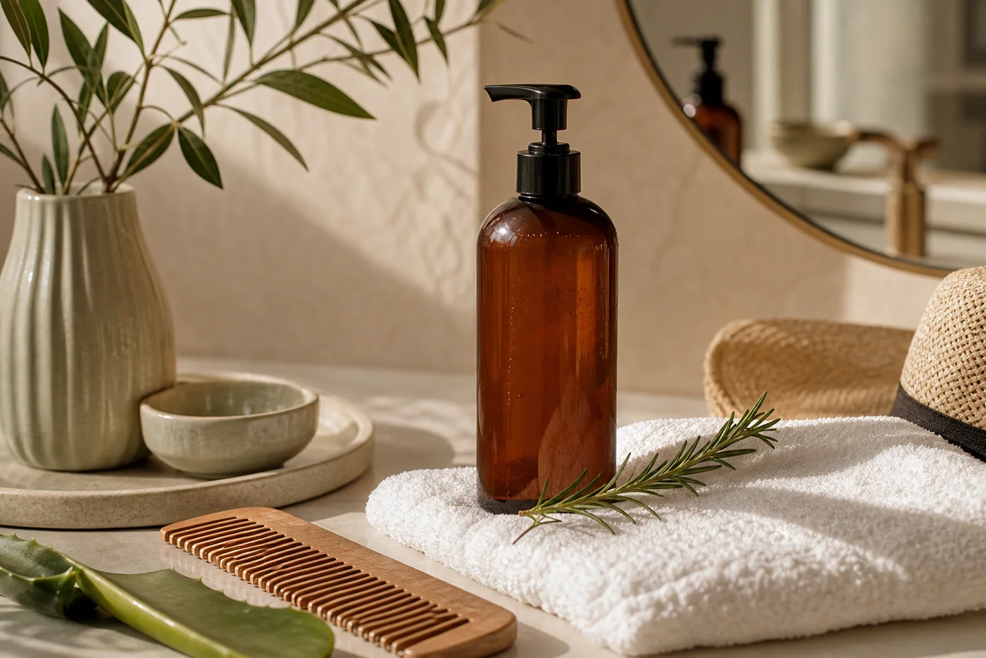 Unbranded scalp care products rosemary aloe towel and comb