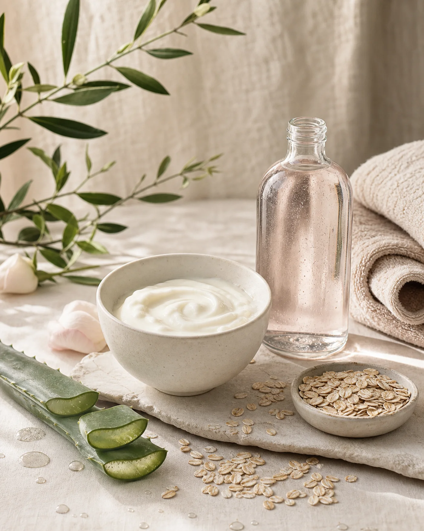 Aloe oats and gentle cleanser for low irritation skincare