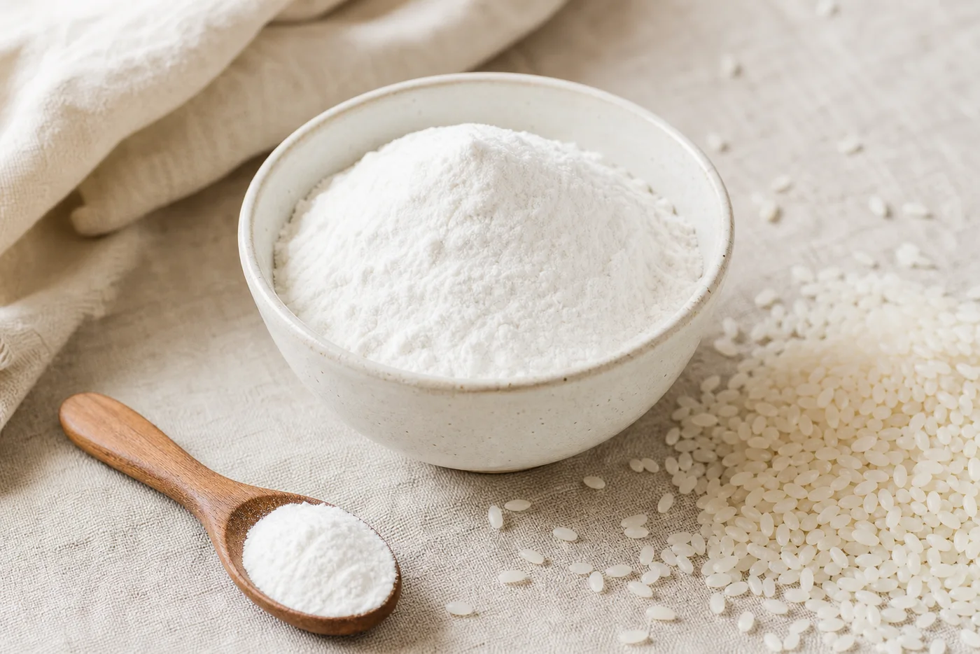 Rice flour in a ceramic bowl