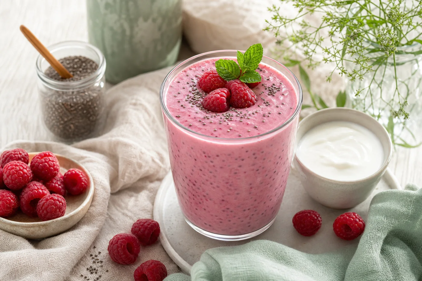 Raspberry Chia Kefir Smoothie