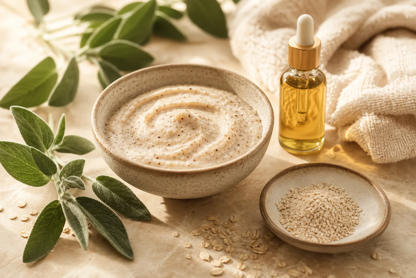 Creamy oat body polish and body oil