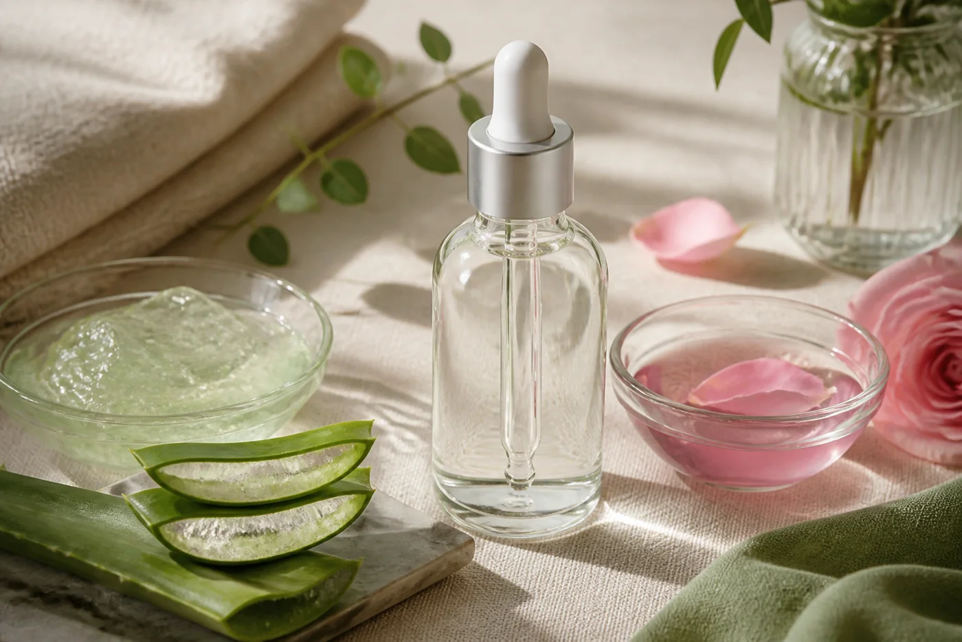 Vegetable glycerin skincare still life