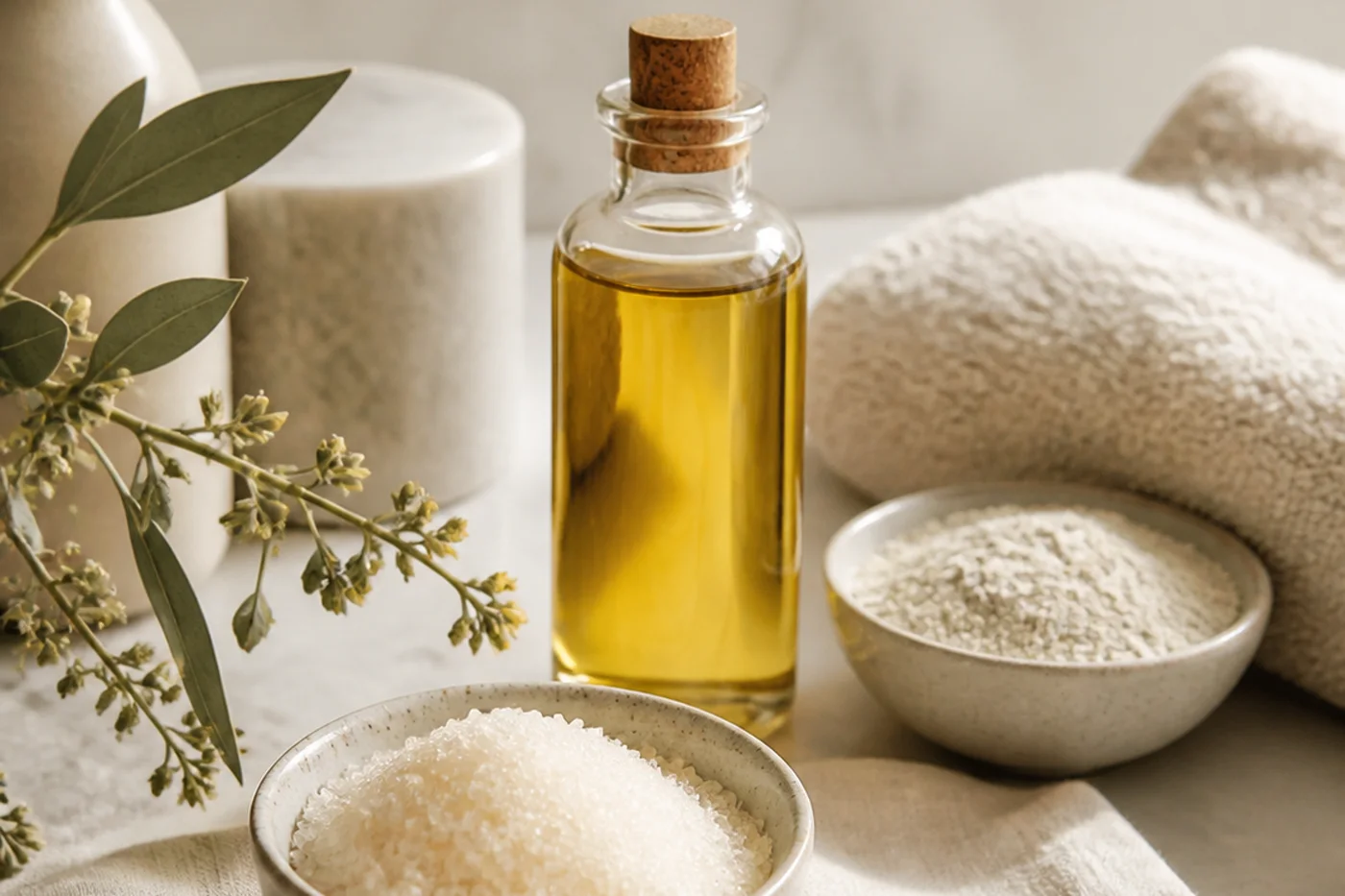 Fine body scrub ingredients and jojoba oil