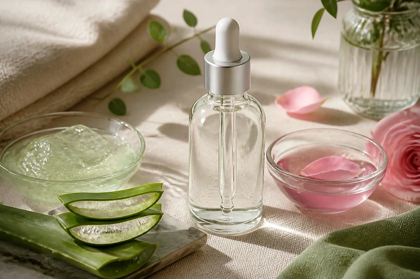 Simple neck and chest care products with moisturizer and SPF