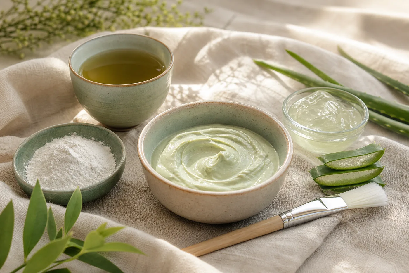 Green Tea Rice Flour Calm-Looking Face Mask
